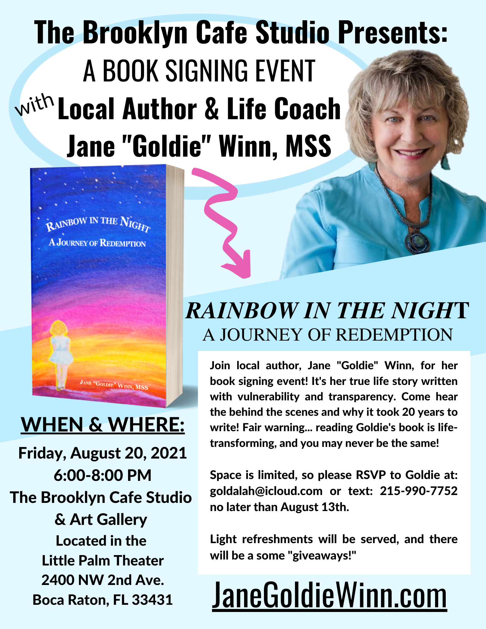 Book Signing Event 08.20.2021 Jane Goldie Winn, MSS