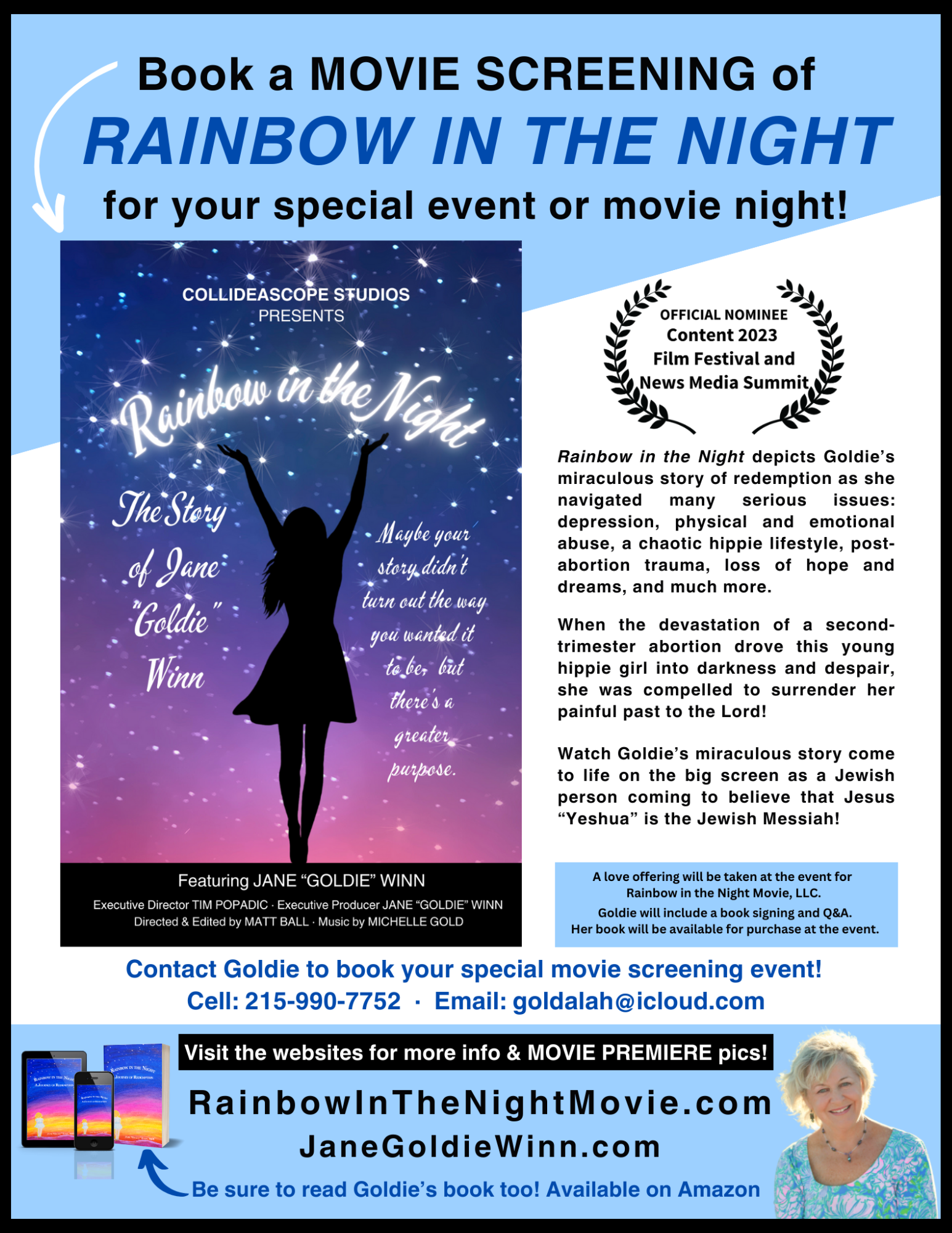 Book a movie screening of Rainbow in the Night Life Story of Jane Goldie Winn